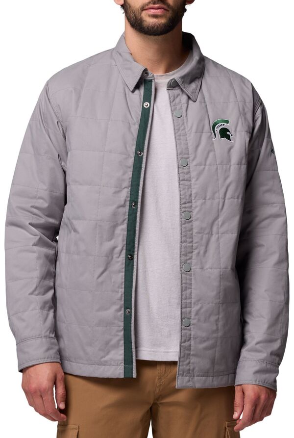 コロンビア メンズ アウター ジャケット・ブルゾン キルティング Columbia Men's Michigan State Spartans Light Grey Campus Roam Quilted Jacket NoColor グレー