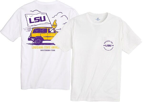 サウザーンタイド メンズ トップス Tシャツ Southern Tide Men's LSU Tigers White Foam Finger Short Sleeve T-Shirt NoColor ホワイト
