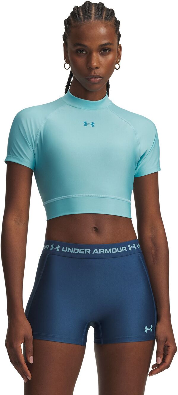 アンダーアーマー レディース トップス シャツ Under Armour Women HeatGear Crop Mock Blue Haze/Boundless Blue ブルー