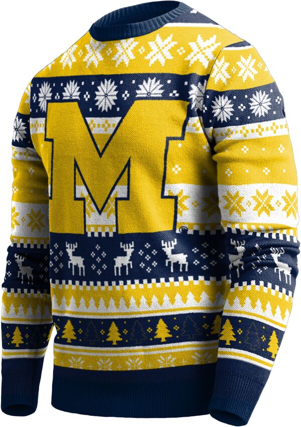 フォコ メンズ アウター ニット・セーター FOCO Men's Michigan Wolverines Blue Ugly Knit Sweater NoColor ブルー