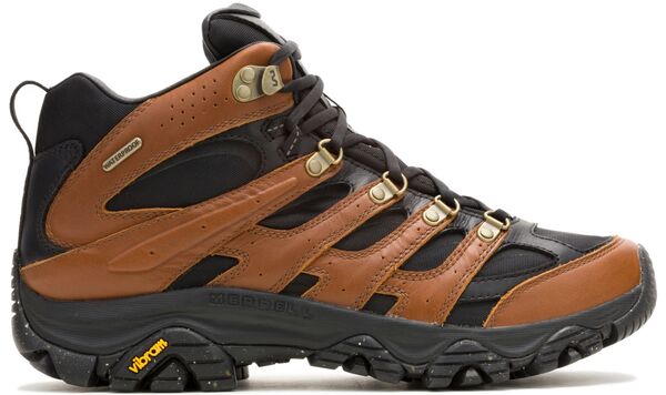 メレル メンズ シューズ ブーツ・レインブーツ なめし革 Merrell Men\u0027s Moab 3 Luxe Leather Mid Waterproof Hiking Boots Black/Brown 黒いこと