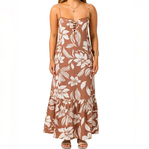 オニール レディース トップス ワンピース フラワー柄 ミディ フラワー O'Neill Women's Tasmin Floral Midi Dress Carobrown ブラウン｜ReVida 店 21,815円