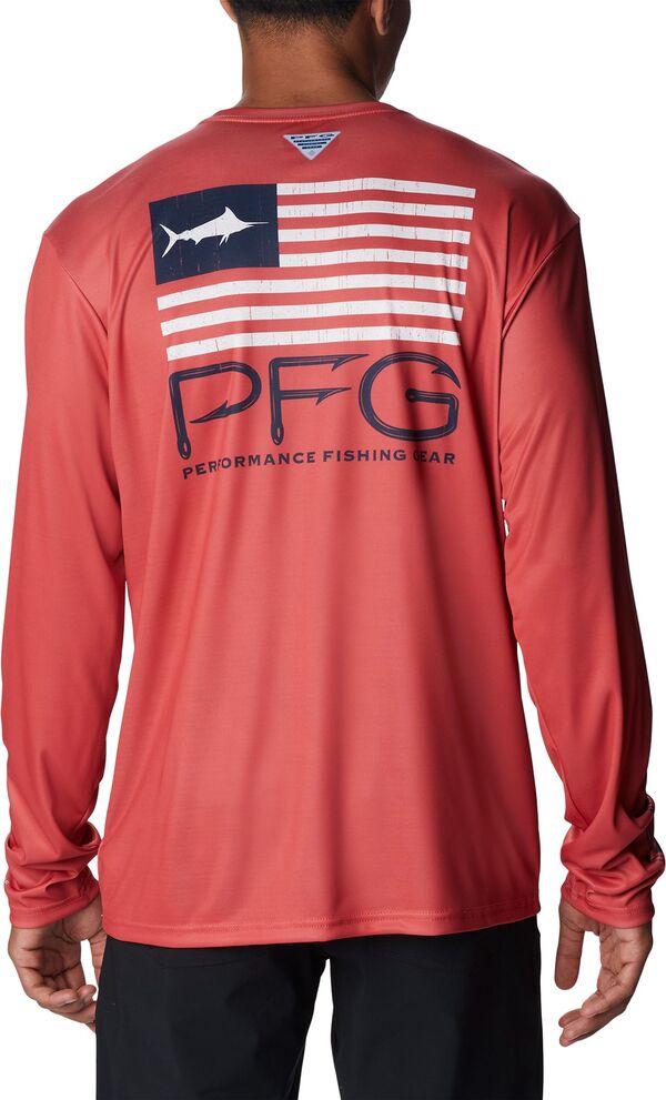 コロンビア メンズ トップス プルオーバー Columbia Men\u0027s Terminal Tackle Fish Star Long Sleeve Shirt Sunset Red/Col Navy Mar 米国海軍