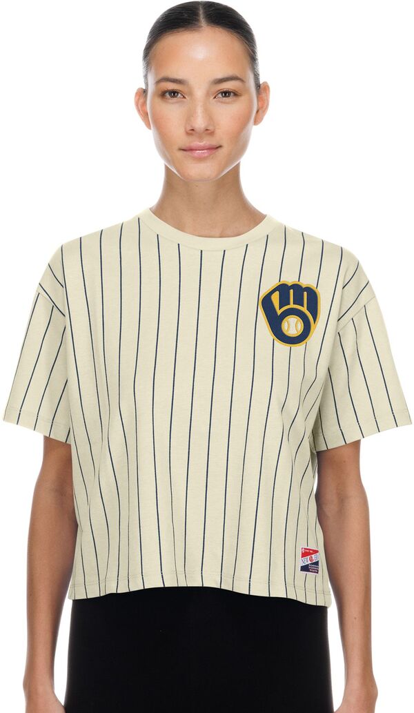 ニュー内鰓 レディース トップス プルオーバー New Era Women\u0027s Milwaukee Brewers White Throwback T-Shirt NoColor 白いこと