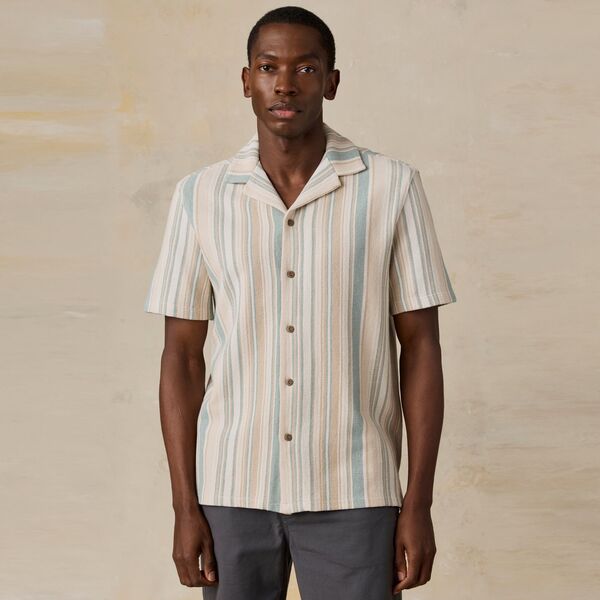 ファレティ メンズ トップス シャツ Faherty Men's Oasishort Sleeve Woven Shirteal Cliff Stripe ティール｜ReVida 店