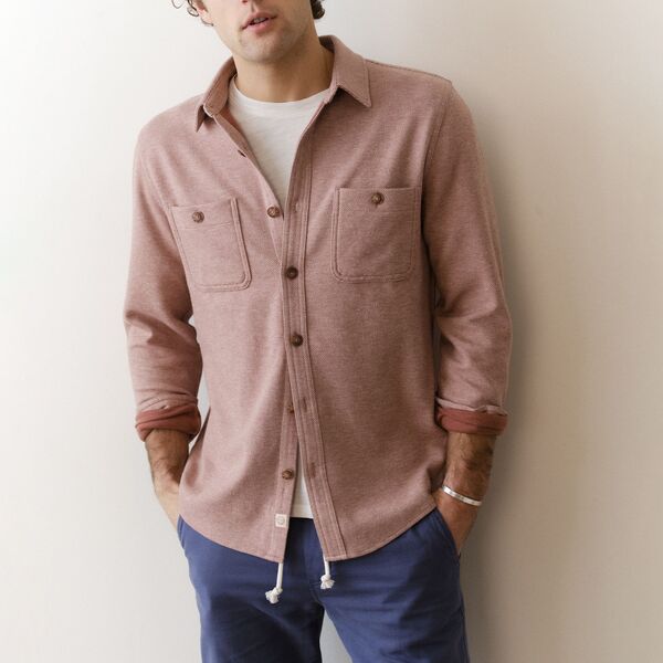 マリーン レイヤー メンズ トップス シャツ Marine Layer Men's Pacifica Twill Overshirt Faded Red レッド|ReVida 店
