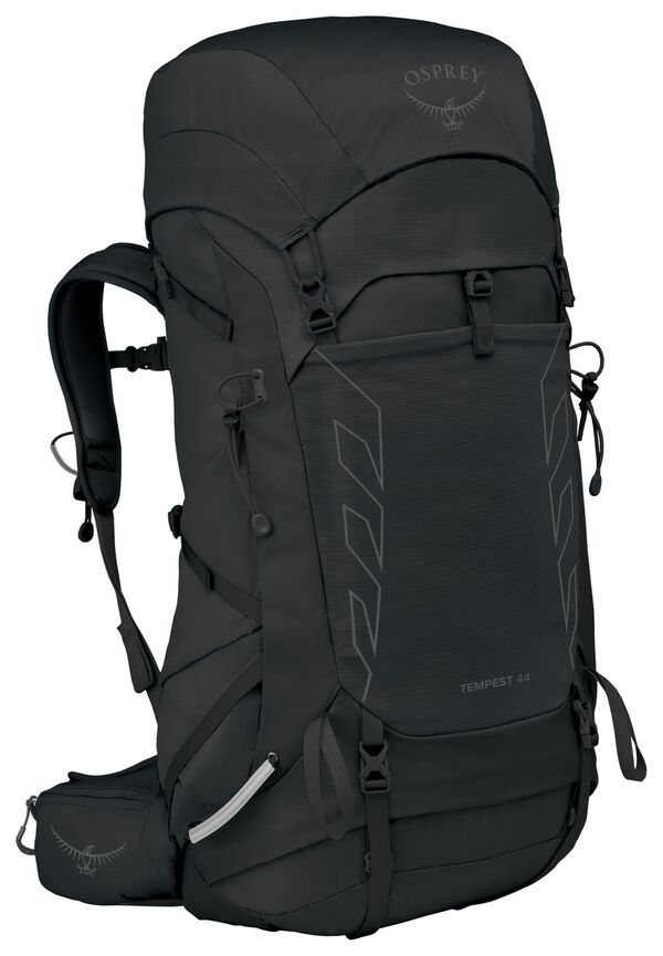 牡掻きならす レディース 御徒面子 うしろ側容器に並べる・背嚢 Osprey Tempest 44L Day Pack-Women\u0027s Black/Coal Grey 黒いこと