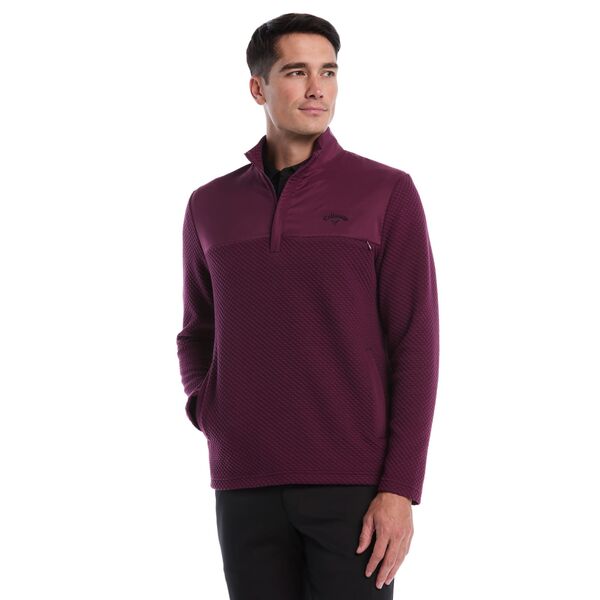 キャラウェイ メンズ トップス シャツ Callaway Men's Textured Long Sleeve Stretch Golf Zip Grape Wine ワイン｜ReVida 店
