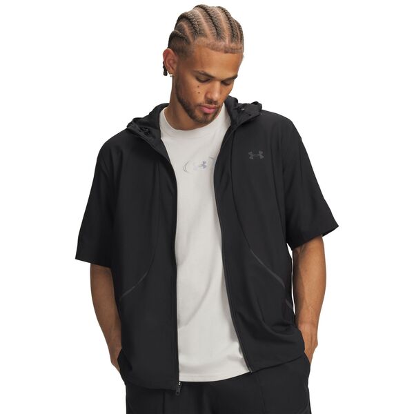 アンダーアーマー メンズ アウター ジャケット・ブルゾン Under Armour Men's Unstoppable Woven Short Sleeve Jacket Black/Black ブラック｜ReVida 店