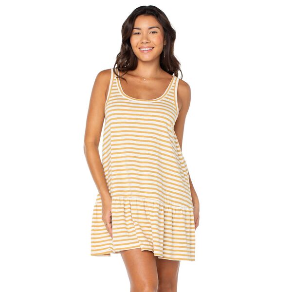 ロキシー レディース トップス 衣装 ミニ Roxy Women\u0027still Salty Mini Dress Curry Jail Bird Horizontal Stripe 縞模様