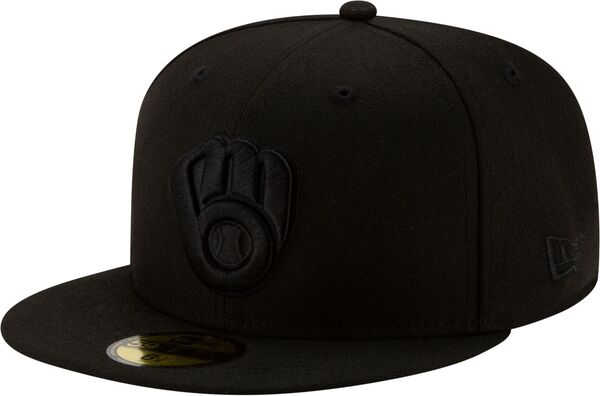 ニュー内鰓 レディース 付属物 鳥打ち帽 New Eradult Milwaukee Brewers Black Basic 59Fifty Fitted Hat NoColor 黒いこと