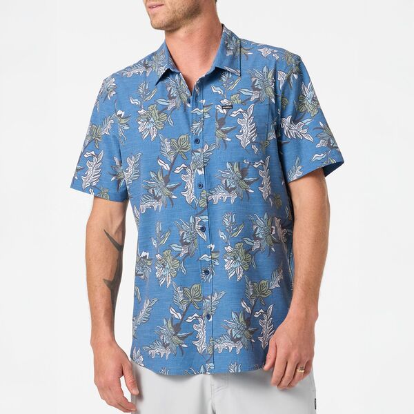 オニール メンズ トップス シャツ O'Neill Men's UPF Slub Relaxed Short Sleeve Woven Shirt Midnight Navy ネイビー｜ReVida 店