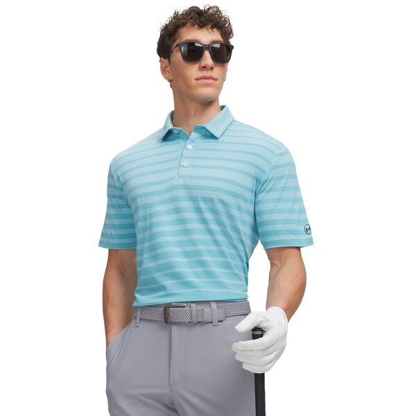 アンダーアーマー メンズ トップス ポロシャツ Under Armour Men's UArmourDry Stripe Golf Polo Blue Haze/Midnight Navy ネイビー｜ReVida 店