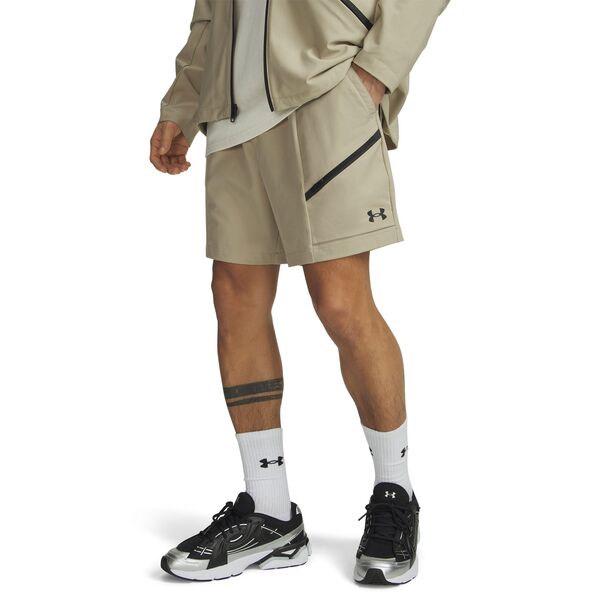 アンダーアーマー メンズ ボトムス カジュアルパンツ ショートパンツ Under Armour Men's Unstoppable Woven Shorts City Khaki/Black ブラック｜ReVida 店