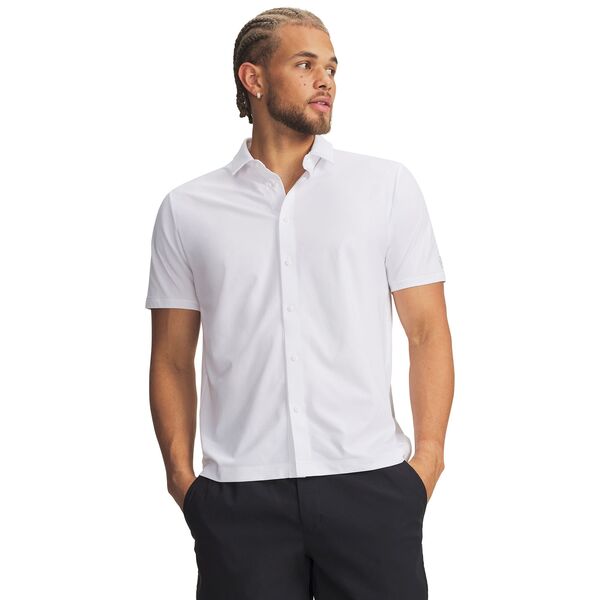 アンダーアーマー メンズ トップス シャツ ダウン Under Armour Men's UArmourDry Button-Down Golf Shirt White/Halo Gray ホワイト｜ReVida 店