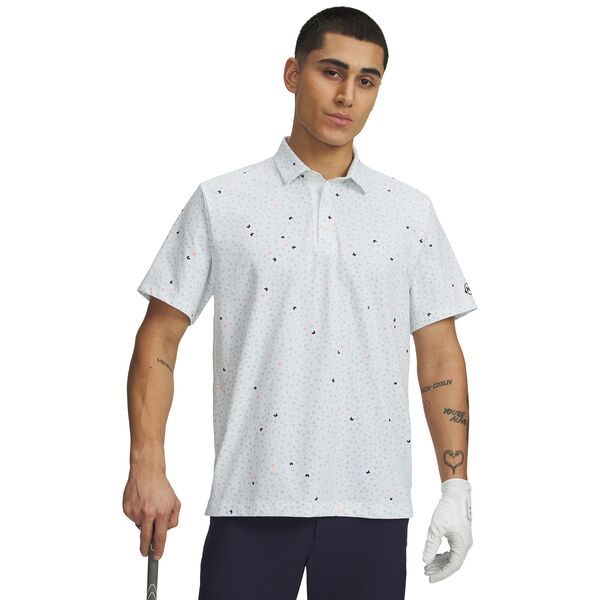 アンダーアーマー メンズ トップス ポロシャツ プリント Under Armour Men's UArmourDry Printed Golf Polo White/Enamel Blue/Midnight Navy ホワイト｜ReVida 店