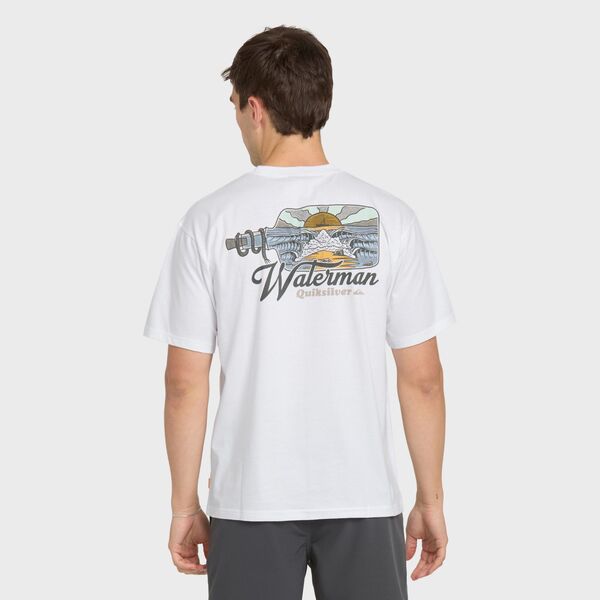 クイックシルバー メンズ トップス Tシャツ コットン Quiksilver Men's Waterman Bottle Life Classicotton T-Shirt White ホワイト|ReVida 店