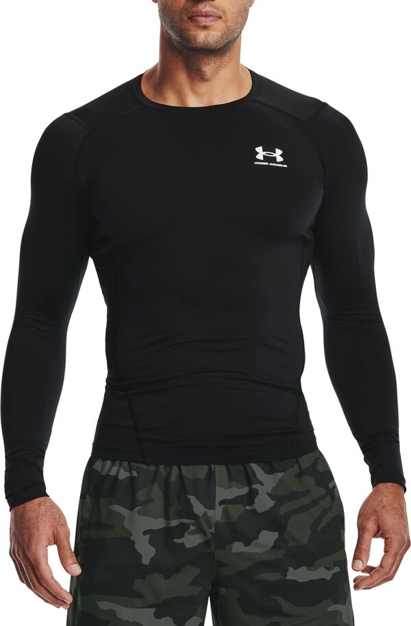 アンダーアーマー メンズ トップス シャツ Under Armour Men's HeatGear Compression Long Sleeve Shirt Black/White ホワイト