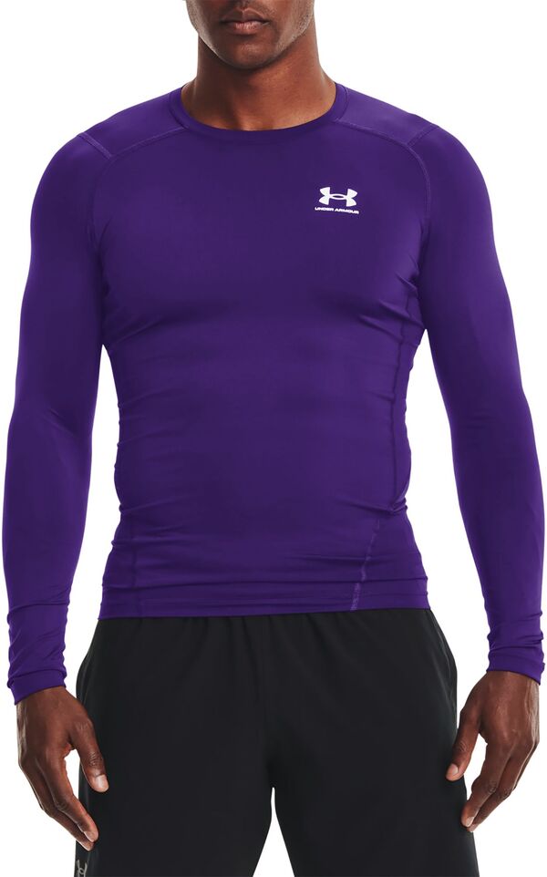 アンダーアーマー メンズ トップス シャツ Under Armour Men's HeatGear Compression Long Sleeve Shirt Purple/White ホワイト