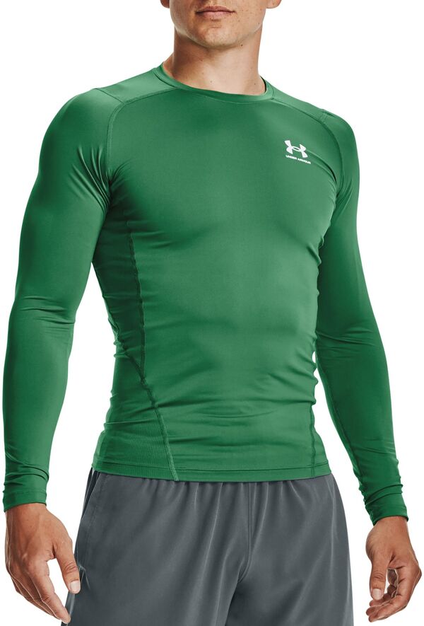 アンダーアーマー メンズ トップス シャツ Under Armour Men's HeatGear Compression Long Sleeve Shirteam Kelly Green/White ホワイト
