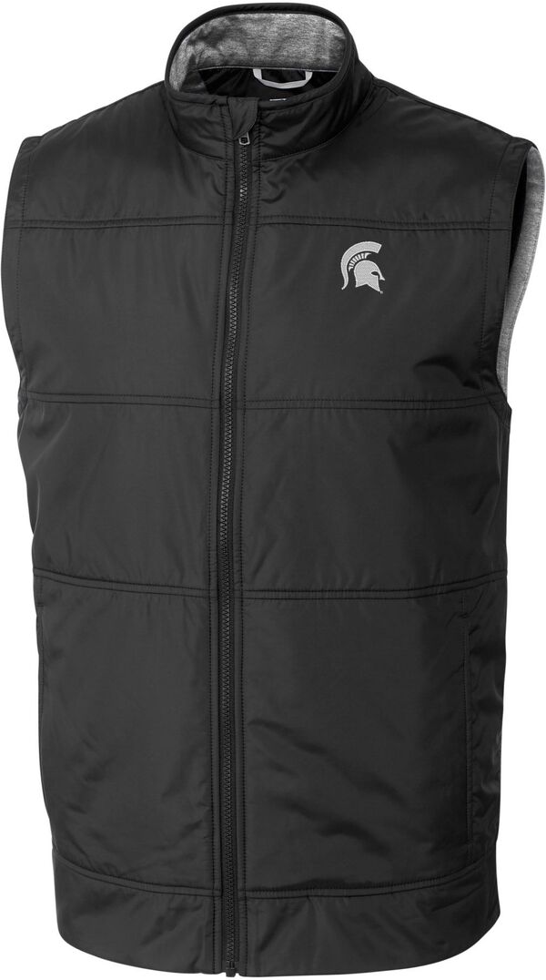 裁断師アンドうしろ側 メンズ トップス より良い Cutter \u0026 Buck Men\u0027s Michigan State Spartanstealth Full-Zip Black Vest NoColor 黒いこと
