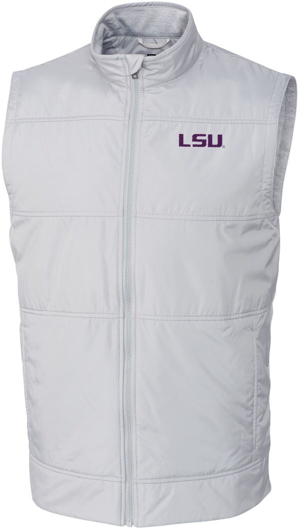 切り手アンドうしろ側 メンズ トップス より良い Cutter \u0026 Buck Men\u0027s LSU Tigers Grey Stealth Full-Zip Vest NoColor 薄墨色