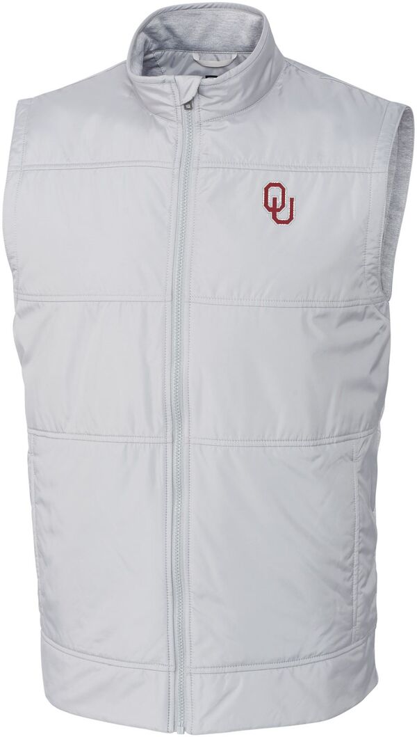 切り手アンドうしろ側 メンズ トップス より良い Cutter \u0026 Buck Men\u0027s Oklahoma Sooners Grey Stealth Full-Zip Vest NoColor 薄墨色