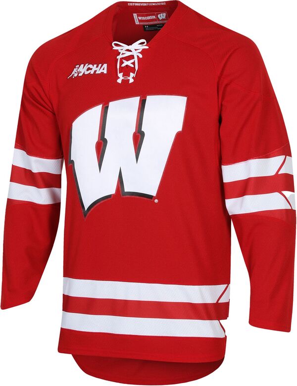 アンダーアーマー メンズ トップス ティーシャツ ティーシャツ Under Armour Men\u0027s Wisconsin Badgers Red Hockey Premiereplica Jersey NoColor 赤いこと