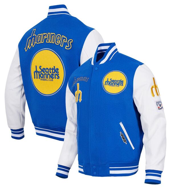 労働者階級標準尺度 メンズ アウター 上衣・上衣 羊毛 Pro Standard Men\u0027seattle Mariners Wool Varsity Jacket Royal