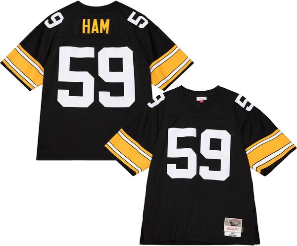 ミッチェル&ネス メンズ トップス シャツ ジャージー Mitchell & Ness Men's Pittsburgh Steelers Jack Ham #59 1976 Black Throwback Jersey NoColor ブラック｜ReVida 店