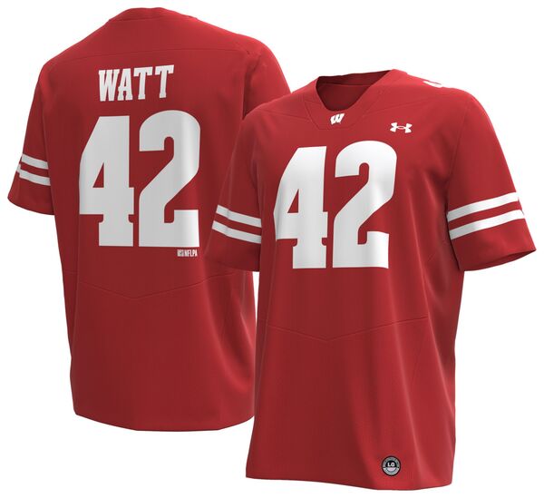 アンダーアーマー メンズ トップス プルオーバー プルオーバー Under Armour Men\u0027s Wisconsin Badgers T.J. Watt #42 Red Replica Football Jersey NoColor 赤いこと