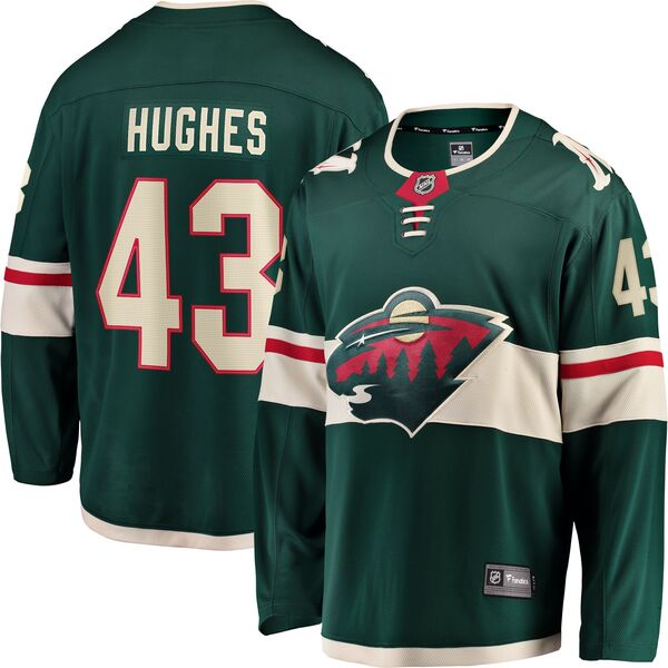 ファナティクス メンズ トップス シャツ ジャージー Fanatics NHL Adult Minnesota Wild Quinn Hughes #43 Breakaway Home Replica Jersey NoColor｜ReVida 店
