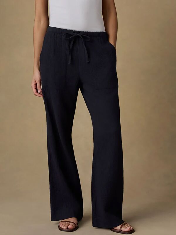 ファレティ レディース ボトムス 心地よいズボン下 綿織物 Faherty Women\u0027s Dune Cotton Gauze Pant Black 黒いこと