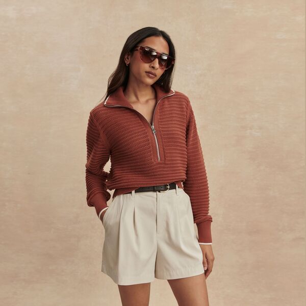 バーレイ レディース トップス シャツ ニット Varley Women's Morwenna 1/2-Zip Knit Maple｜ReVida 店
