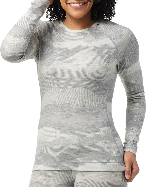 スマートウール レディース トップス シャツ クルーネック Smartwool Women's Merino 250 Pattern Crewneck Baselayer Top Light Gray Mountain Scape グレー｜ReVida 店