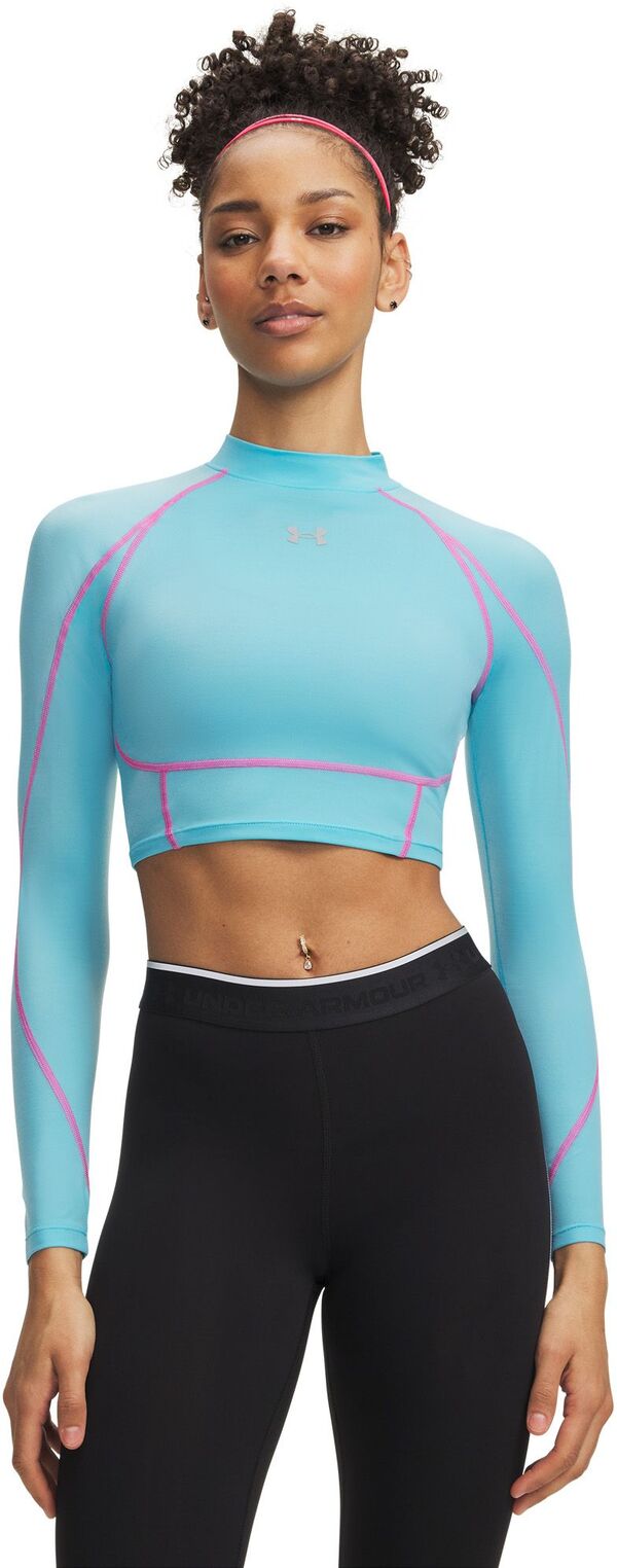 アンダーアーマー レディース トップス シャツ Under Armour Women's HeatGear Elite Crop Mock Long Sleeve Blue Blur/Reflective ブルー|ReVida 店