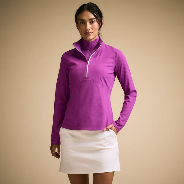キャリー レディース トップス シャツ CALIA Women's Golf UV Textured 1/4 Zip Electric Orchid|ReVida 店