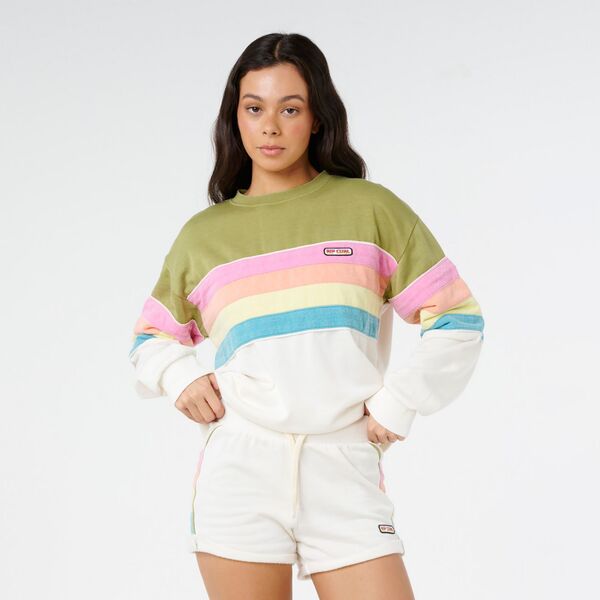 リップカール レディース アウター パーカー・スウェット Rip Curl Women'surf Revival Relaxed Crew Green Olive グリーン｜ReVida 店 14,896円