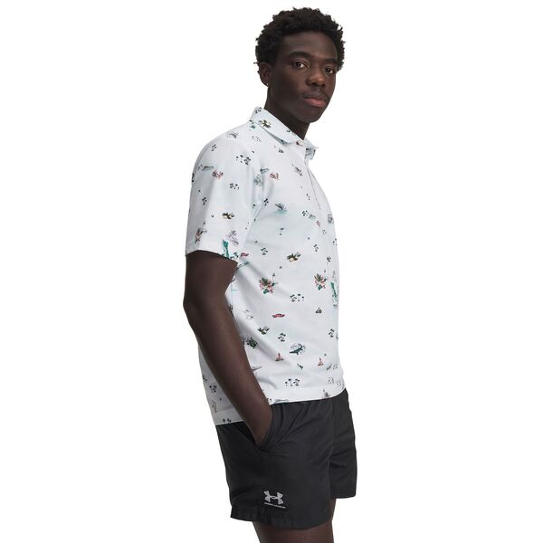 アンダーアーマー メンズ トップス ポロシャツ プリント Under Armour Men's UArmourDry Golf Triprinted Polo White/Rack Green/Black ホワイト｜ReVida 店