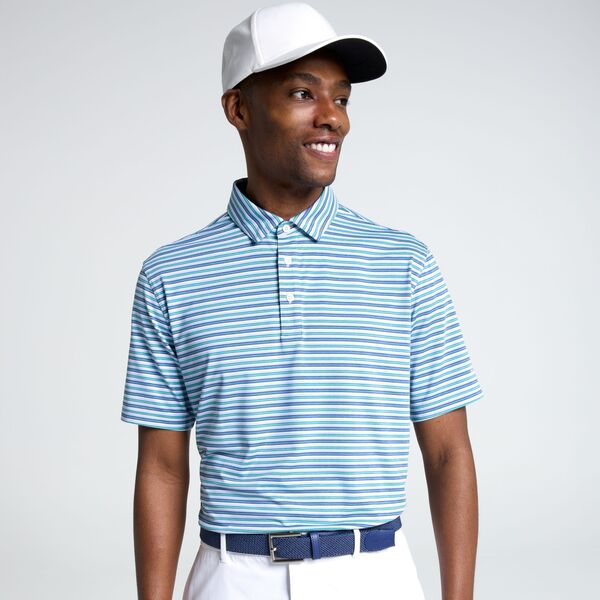 ウォルターヘーゲン メンズ トップス ポロシャツ Walter Hagen Men's Performance 11 Stripe Polo Clear Blue/Pool Teal ブルー|ReVida 店