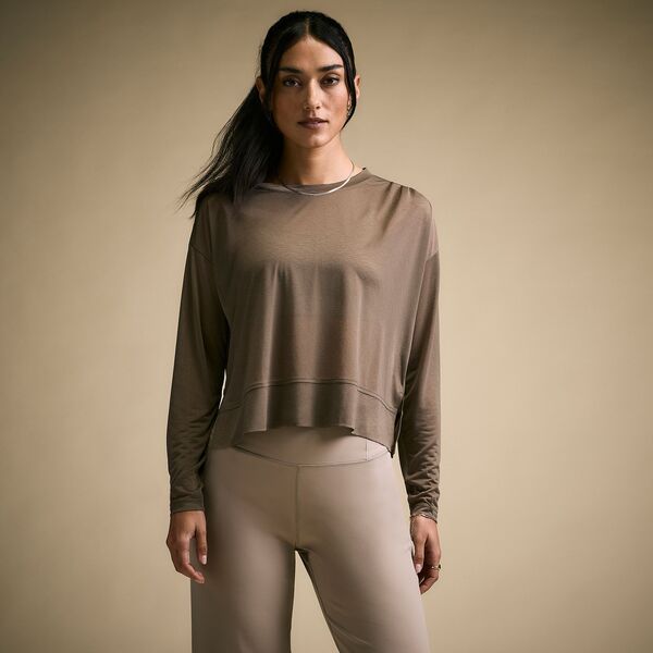 キャリー レディース トップス シャツ プリーツ CALIA Women's Exhale Long Sleeve Pleated Shirt Soft Mushroom|ReVida 店