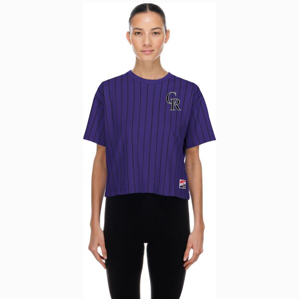 ニュー内鰓 レディース トップス ティーシャツ New Era Women\u0027s Colorado Rockies Purple Throwback T-Shirt NoColor パープル