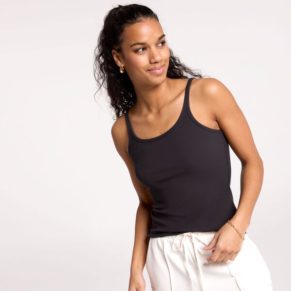 キャリー レディース トップス シャツ CALIA Women's Everyday Rib Cami Pure Black ブラック｜ReVida 店