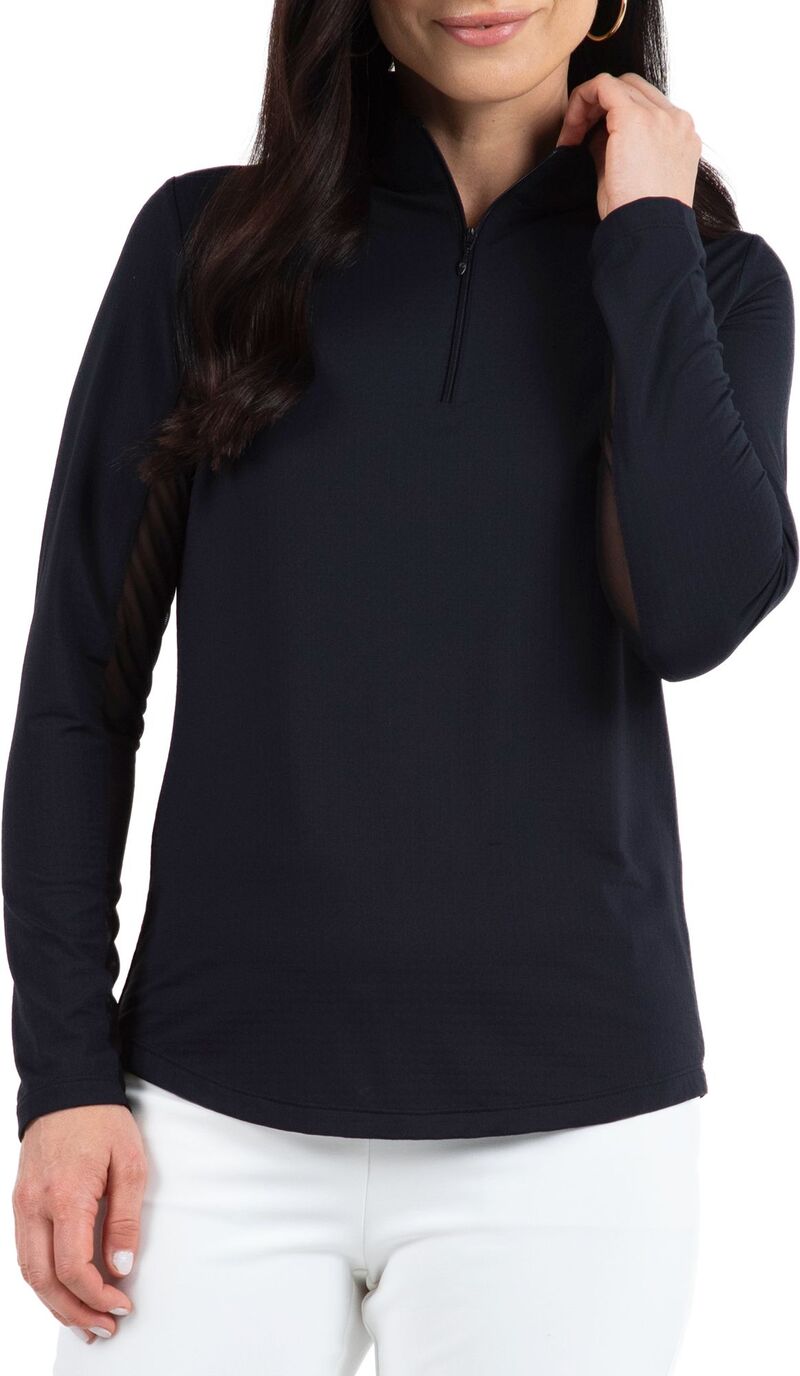 アイビークール レディース トップス プルオーバー IBKUL Women\u0027solid Long Sleeve Golf Top Black 黒いこと