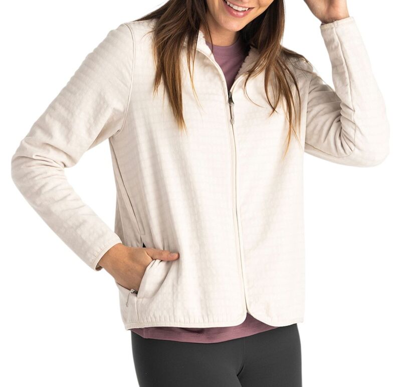 無償性 飛球 レディース トップス ティーシャツ フリース 上衣 Free Fly Women\u0027s Gridback Fleece Jacket Stone 石ころ
