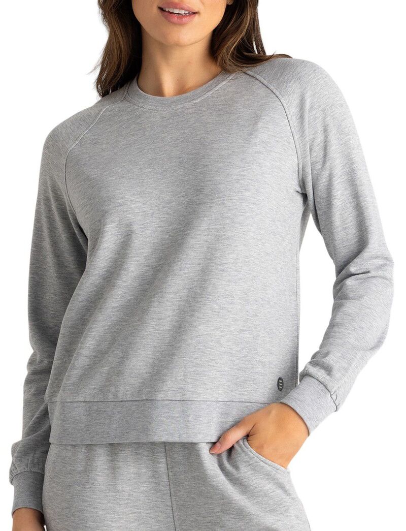 無償性 飛球 レディース アウター パーカー・スウェット フリース Free Fly Women\u0027s Bamboo Lightweight Fleece Crew Light Heather Grey 薄墨色