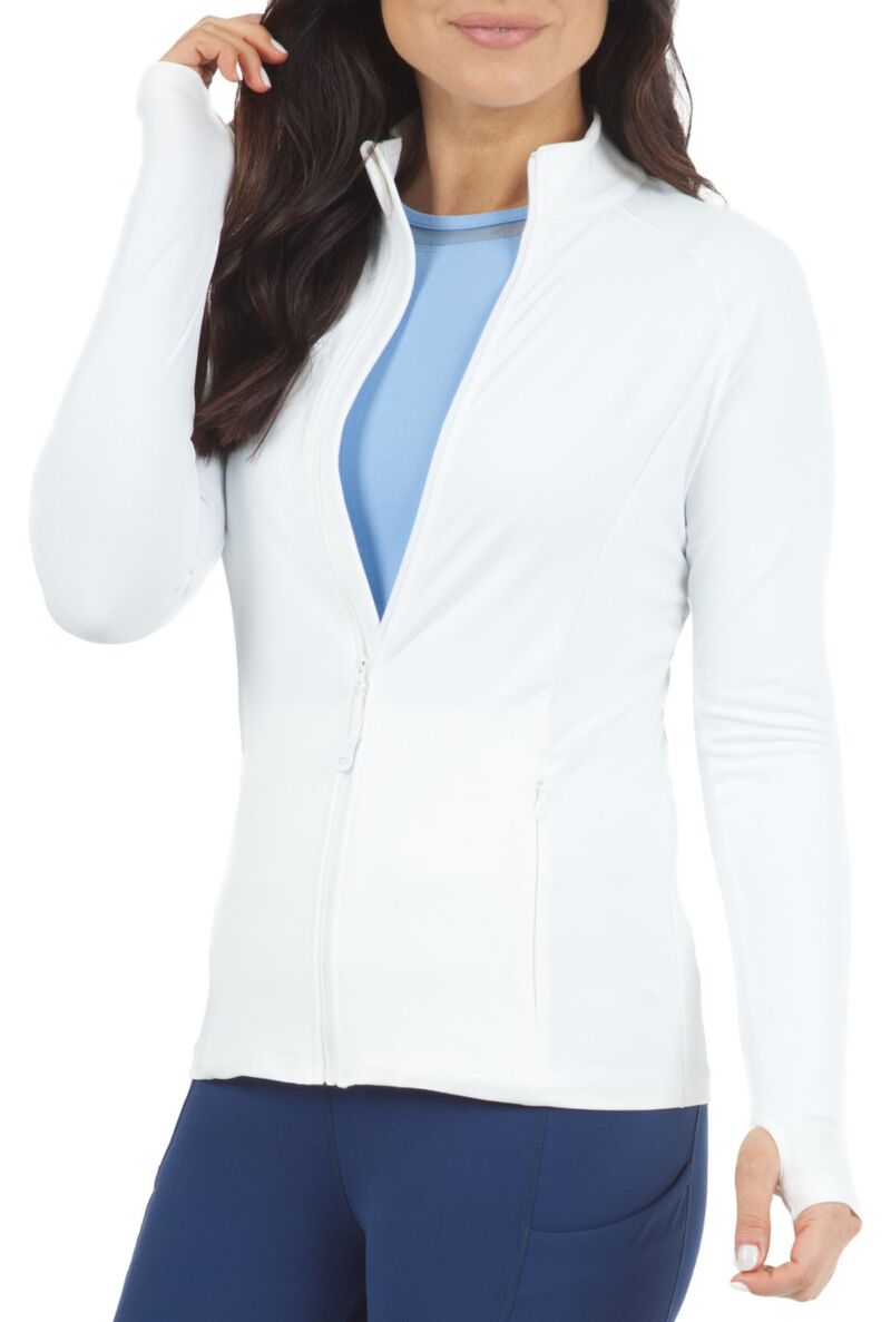 アイビークール レディース アウター 上衣・上衣 IBKUL Women\u0027s Performance Full-Zip Golf Jacket White 白いこと