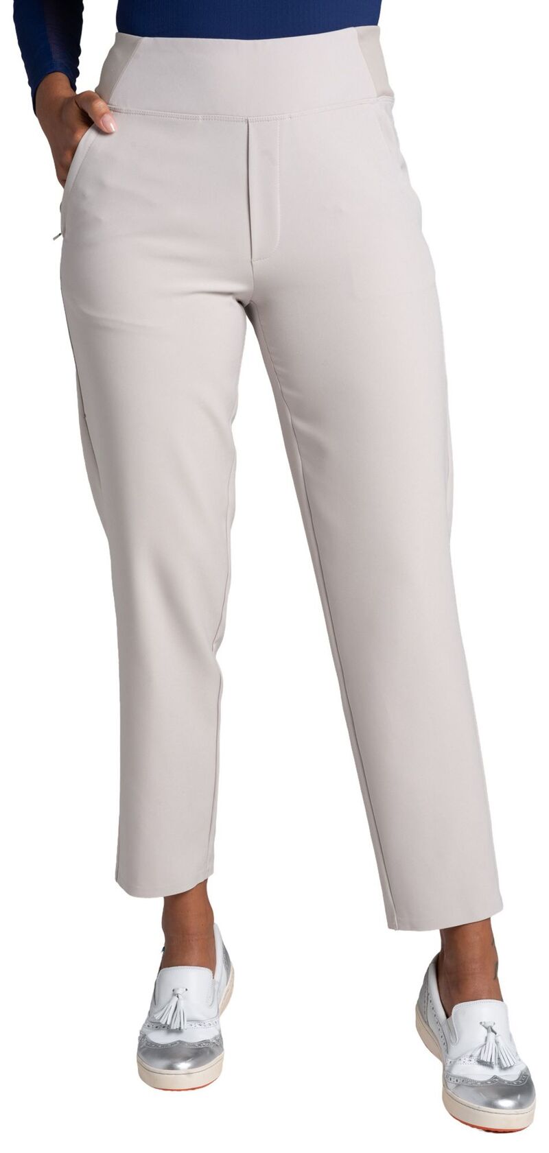 アイビークール レディース ボトムス 心地よいズボン下 アンクル 編み物 IBKUL Women\u0027s Knit Ankle Golf Pant Stone 石ころ