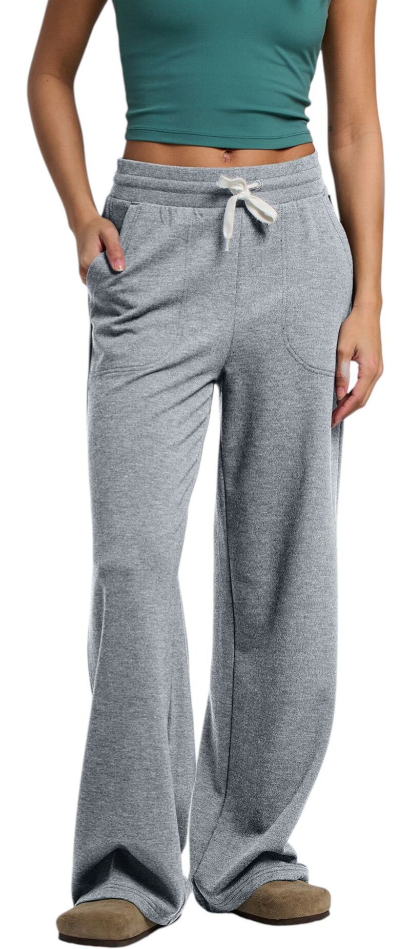 無償性 飛球 レディース ボトムス 心地よいズボン下 ワイドレッグ フリース Free Fly Women\u0027s Bamboo Lightweight Fleece Wide Leg Pant Light Heather Grey 薄墨色