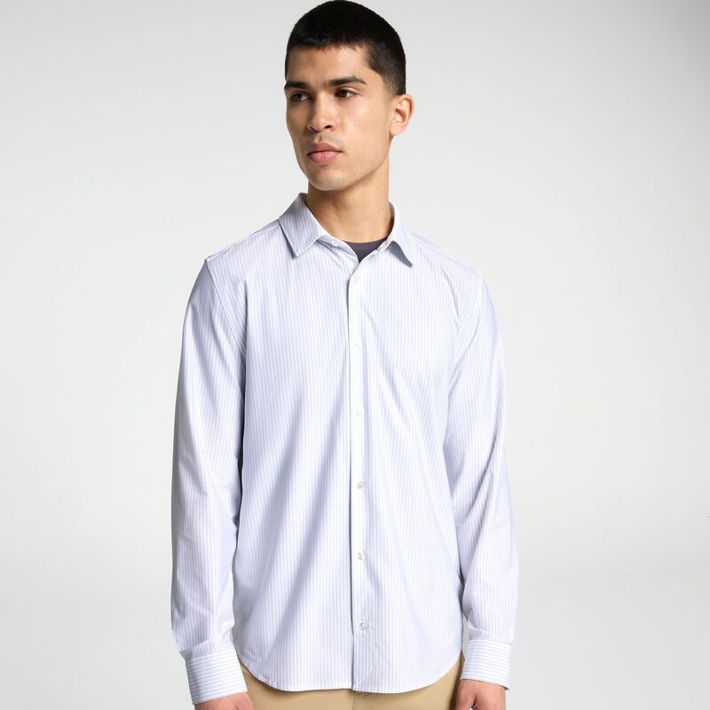 ヴァースト メンズ トップス ティーシャツ VRST Men\u0027s Limitless Elite Long Sleeve Button Up Blue Stripe 青碧